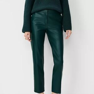 Green Faux Leather Ankle Pants